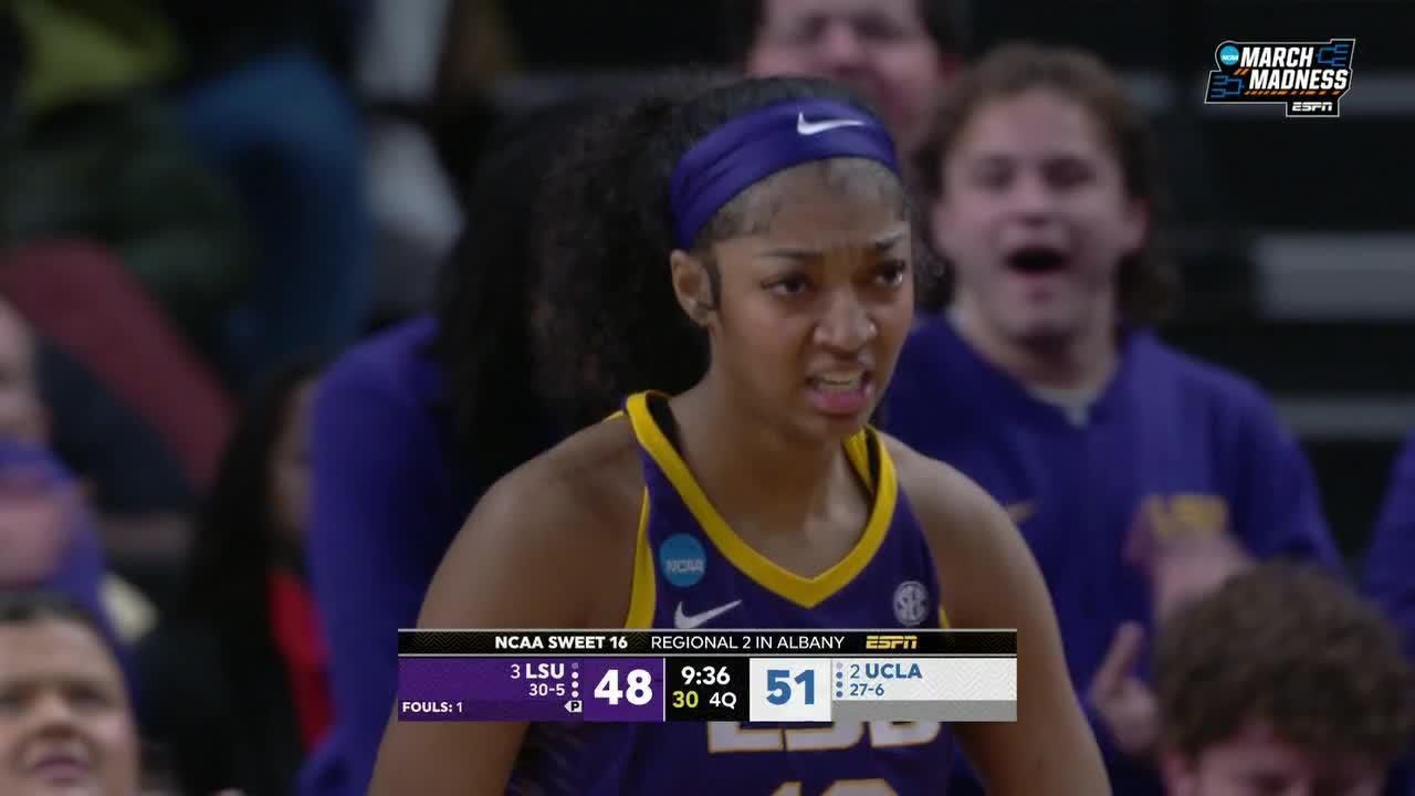 Angel Reese gets the and-1 finish to fall - ESPN Video