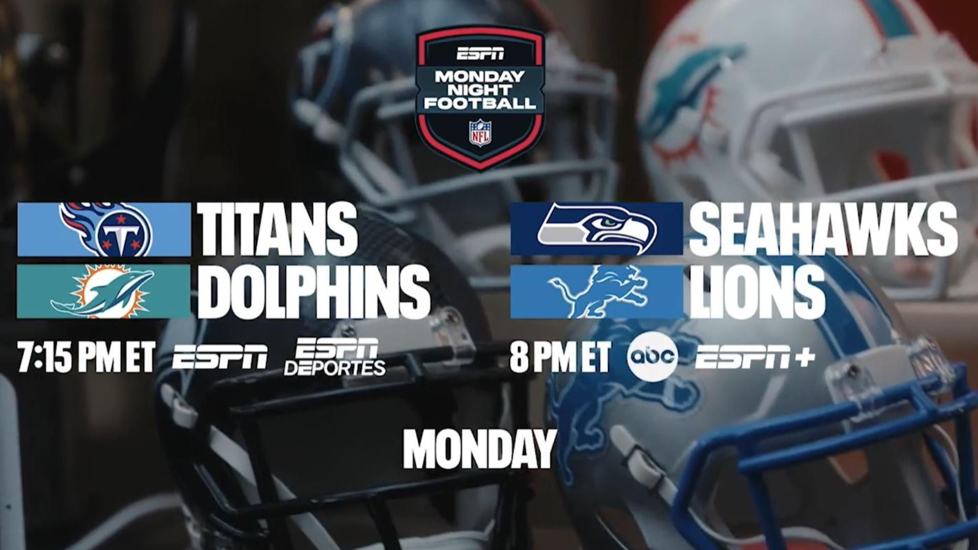 MNF Week 4 schedule Dolphins vs. Titans, Seahawks vs. Lions ESPN