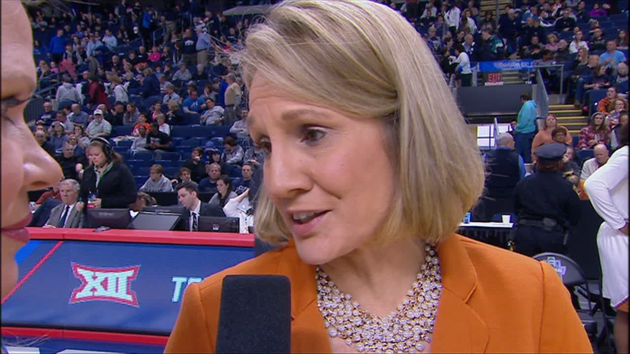 Interview with Texas Head Coach Karen Aston before the fourth quarter ...