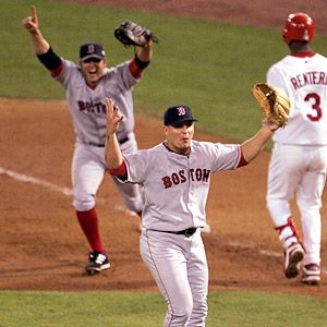 The final out of the last FOUR Red Sox WORLD SERIES CHAMPIONSHIPS