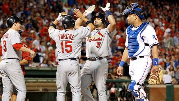 World Series Game 3: Albert Pujols homers three times as St. Louis  Cardinals beat Texas Rangers, 16-7 