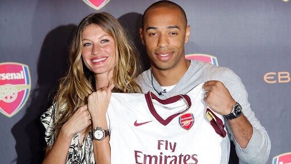 Gisele Bundchen and Thierry Henry during Arsenal Football Club