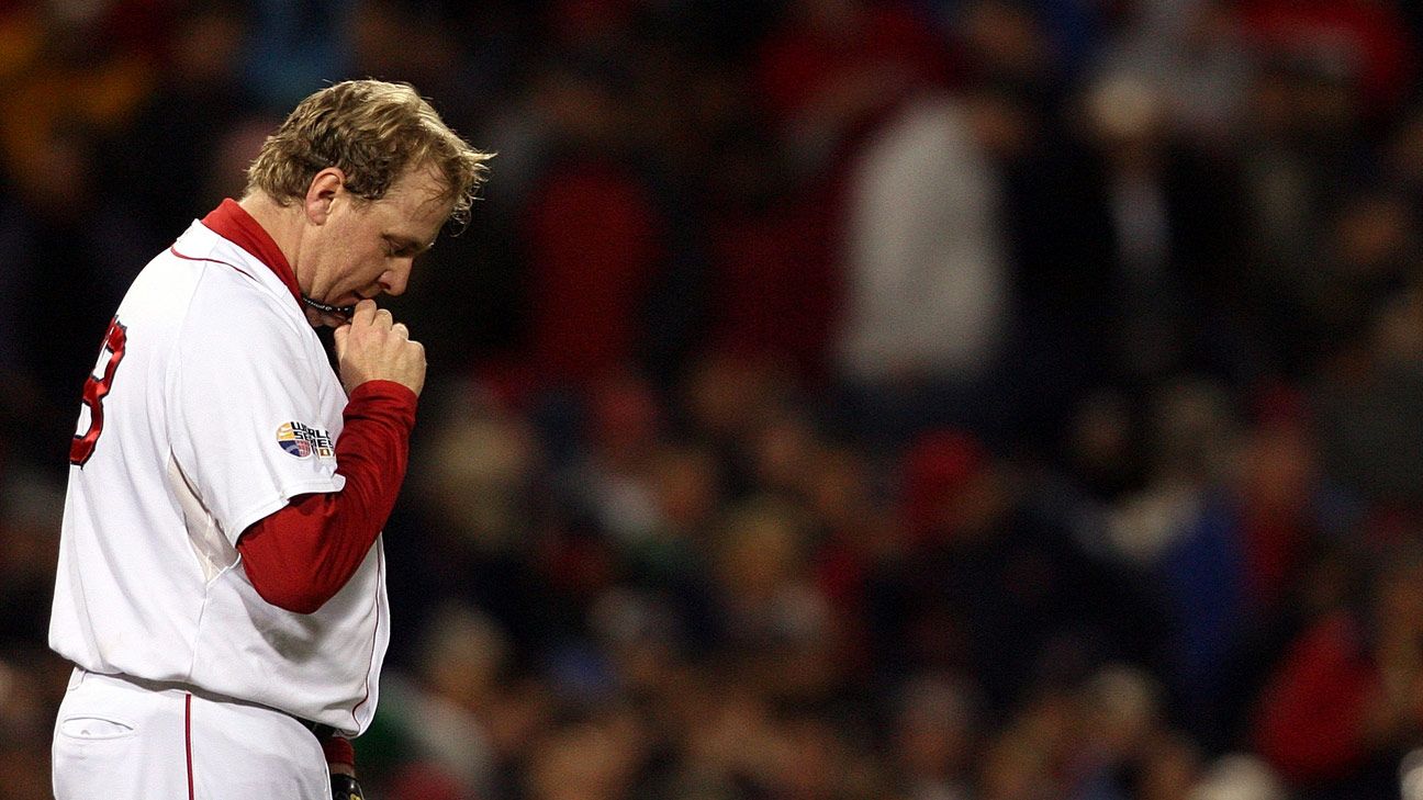 Boston Red Sox's Curt Schilling, right, and his wife Shonda watch