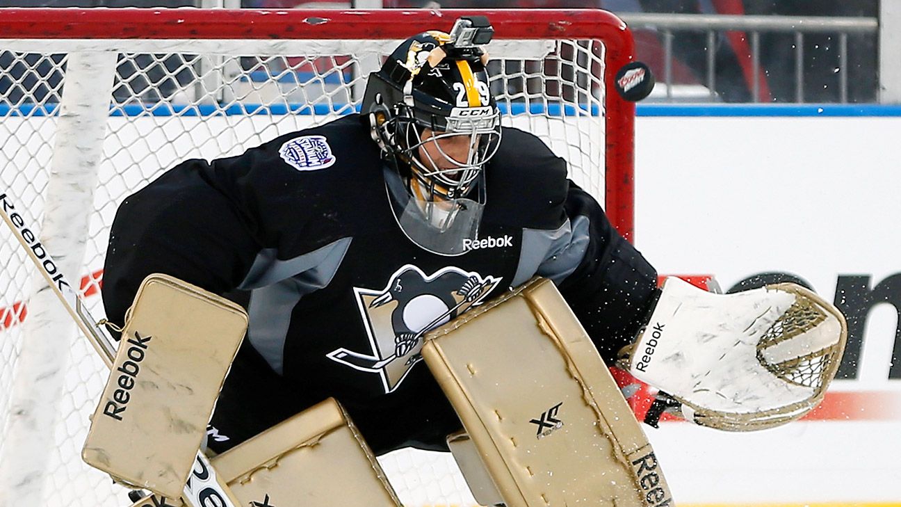 On Soldier Field ice, Marc-Andre Fleury's mask a nod to football