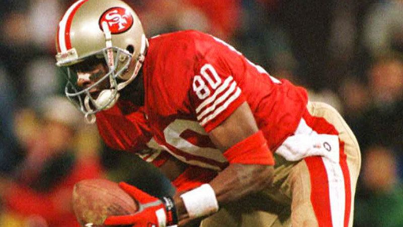 Jerry Rice's Career-High 289 Receiving Yards (1995)  1995. San Francisco  49ers vs. Minnesota Vikings. The GOAT in the zone. Jerry Rice set a  career-high in receiving yards (289) on 14 catches