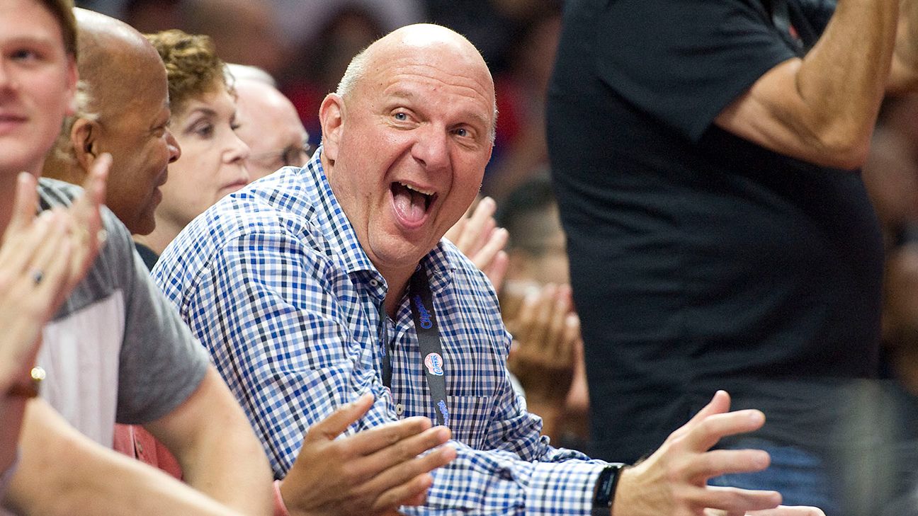 Steve Ballmer, Los Angeles Clippers owner, unveils new team logo on late  night show - ESPN