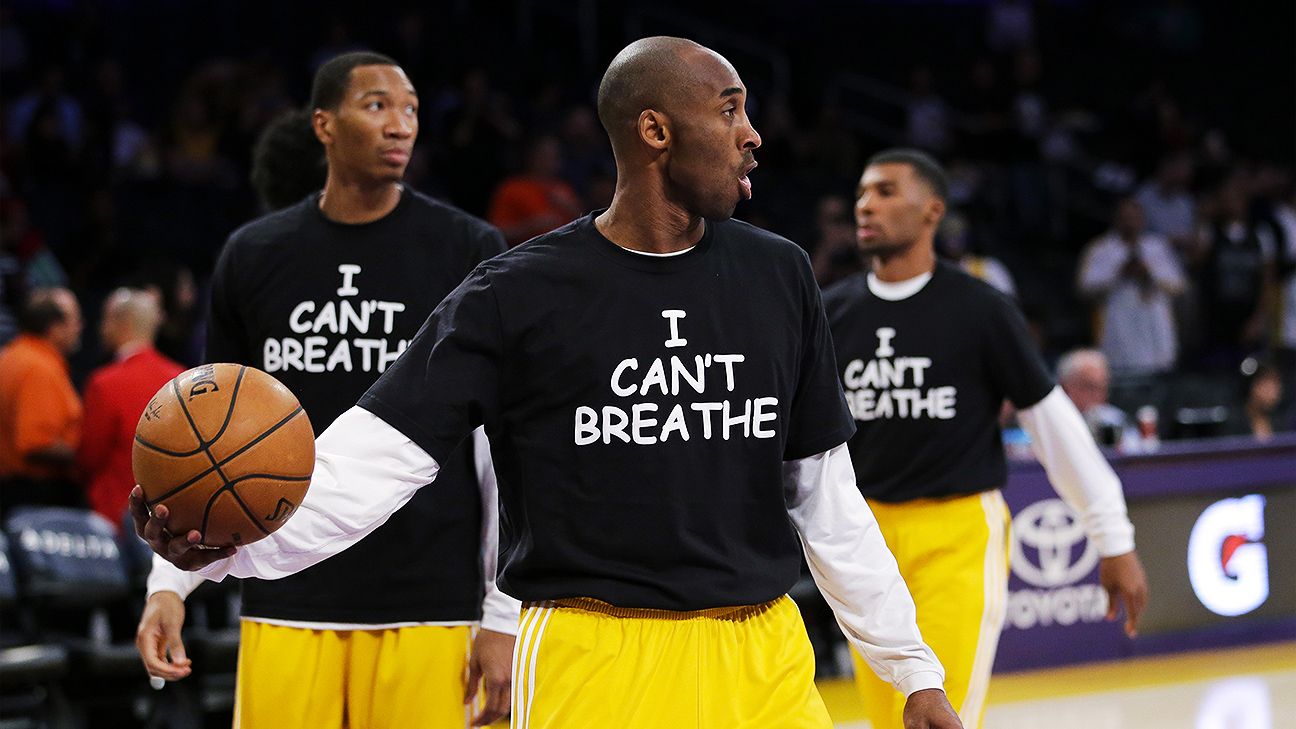 Kobe, Lakers wear 'I Can't Breathe' shirts in warmup