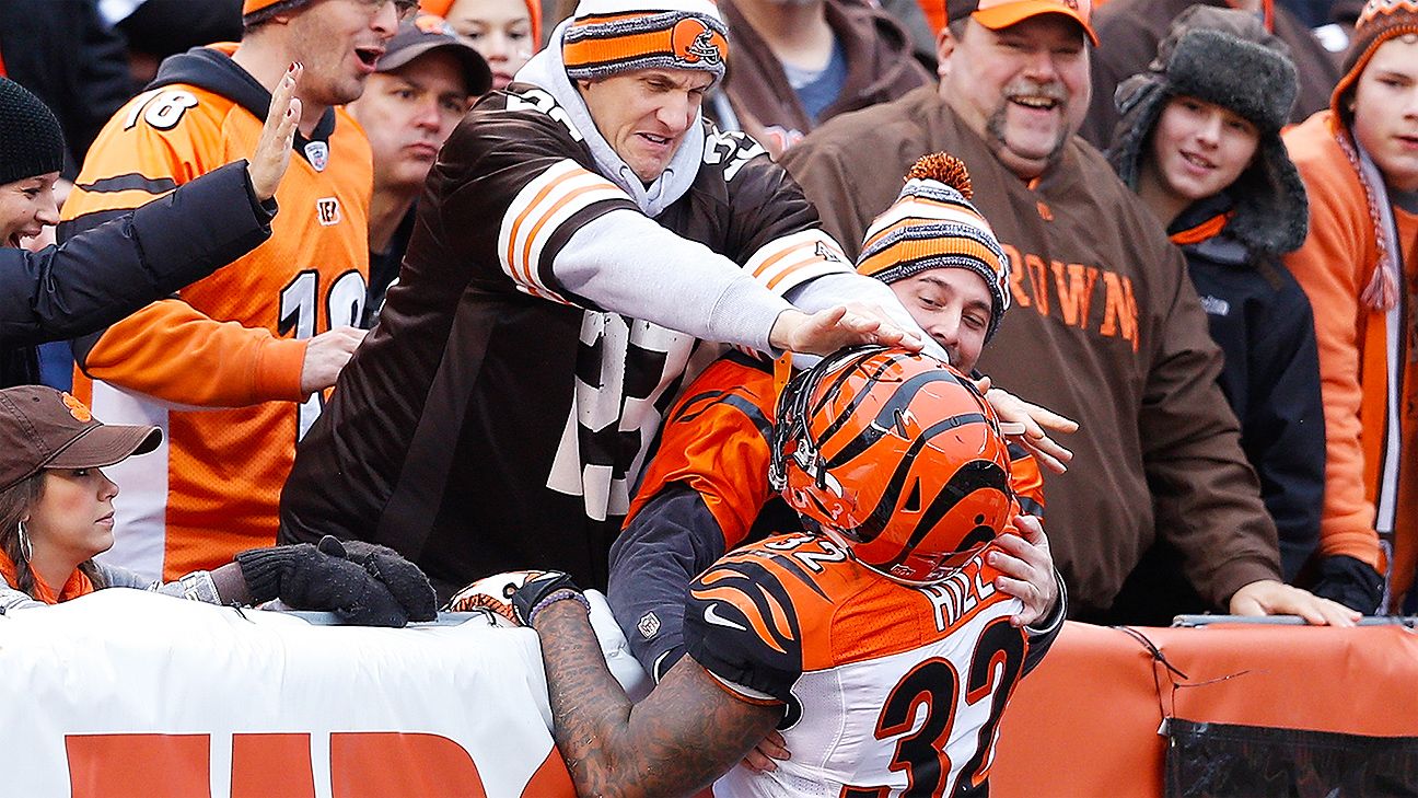 Cleveland Browns fan denies Jeremy Hill's Dawg Pound leap - ESPN