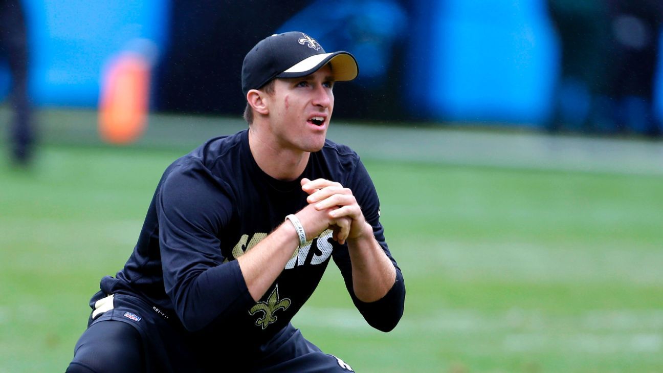 Drew Brees visits the New York Yankees