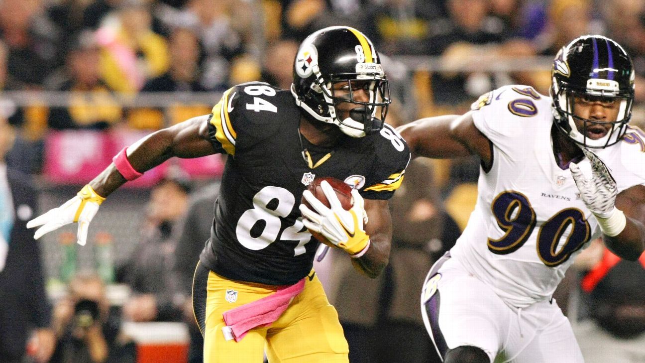 Pittsburgh Steelers quarterback Michael Vick (2) blocks for Steelers  running back Le'Veon Bell (26) as he reverses direction and runs 11 yards  for a touchdown in the second quarter against the Baltimore