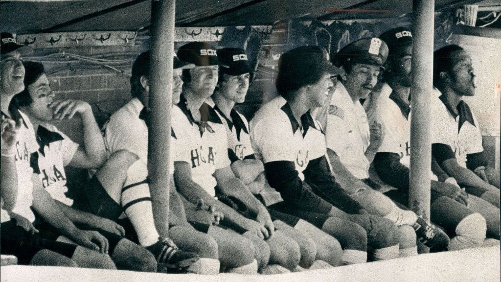 the 1976 White Sox playing baseball in shorts vs the Kansas City Royals 