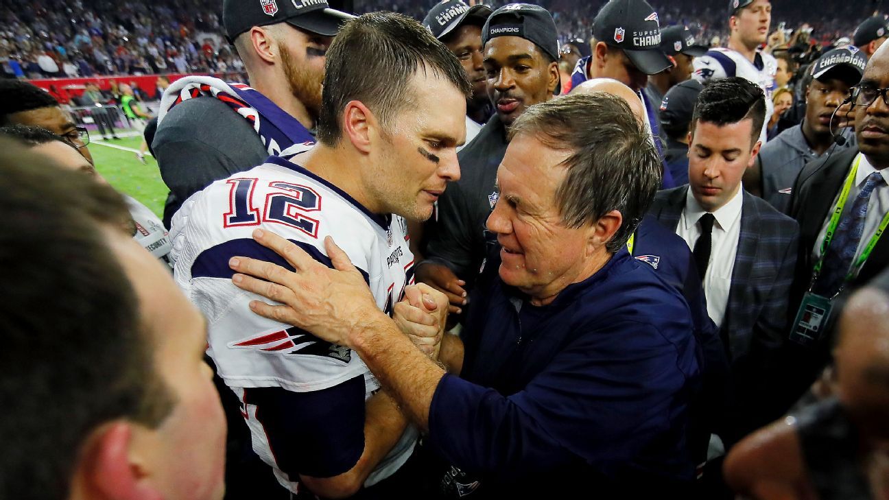 Good Morning America on X: Tom Brady and Bill Belichick become the first  quarterback and head coach to win FIVE Super Bowls. #SuperBowl #SB51  #Patriots  / X