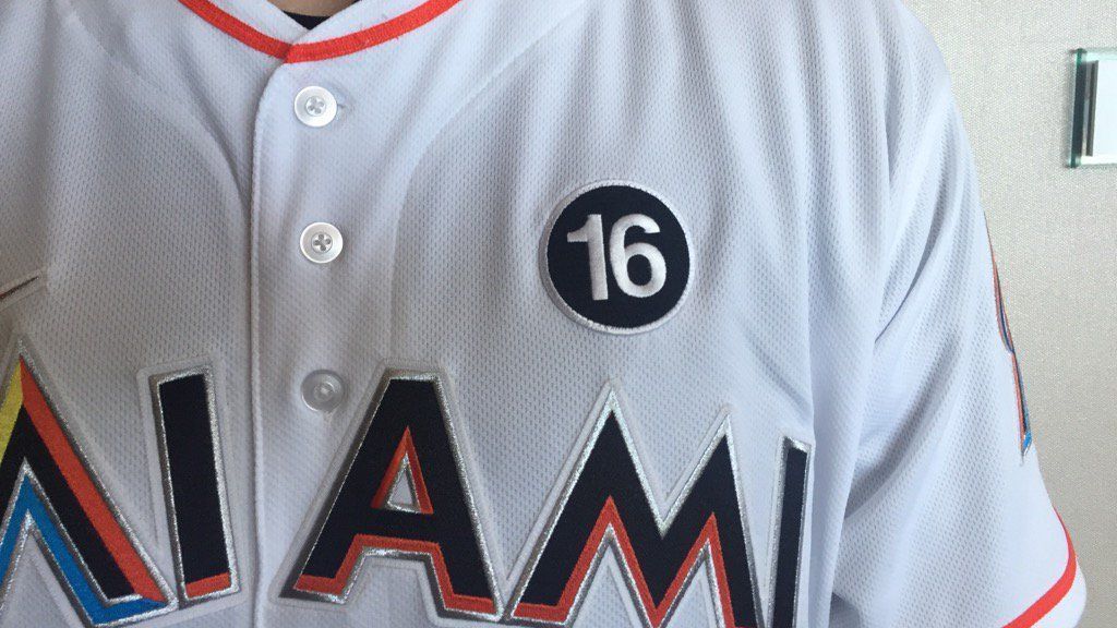 2016 Miami Marlins JOSE FERNANDEZ PATCH Black game used jersey
