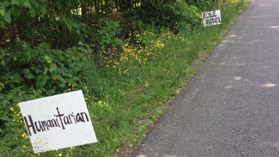 Supportive signs outside LeBron James' Bath Township home, via ESPN and Jennifer Pennington