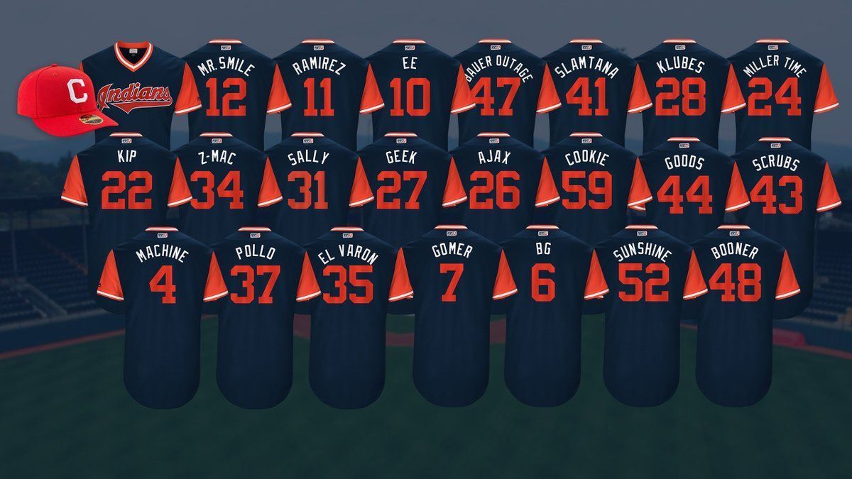 Cleveland Indians' jersey nicknames for 2019 MLB Players Weekend