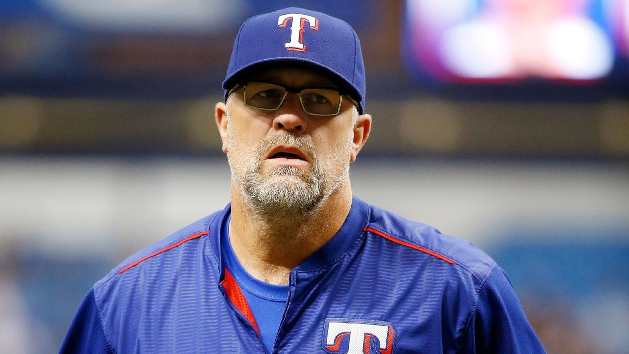 Doug Brocail, the Texas Rangers pitching coach, emotional discussing