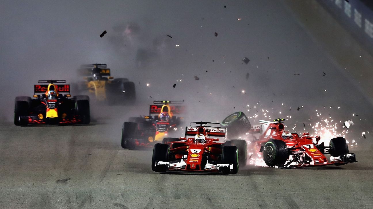 No Penalties For Vettel Raikkonen Or Verstappen Following First Corner Clash In Singapore