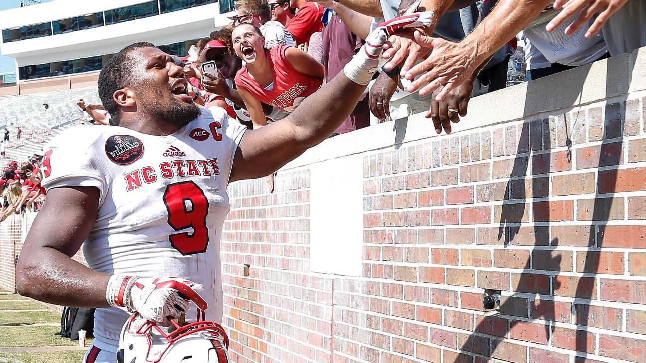 North Carolina State defensive end Bradley Chubb jumps 36 inches