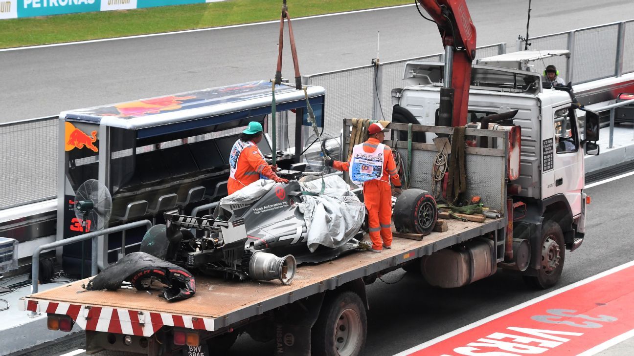 Loose drain causes heavy Romain Grosjean crash in FP2