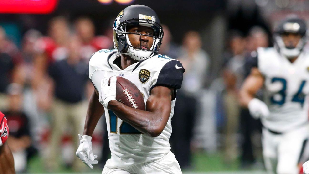 Dede Westbrook of the Jacksonville Jaguars runs for yardage during