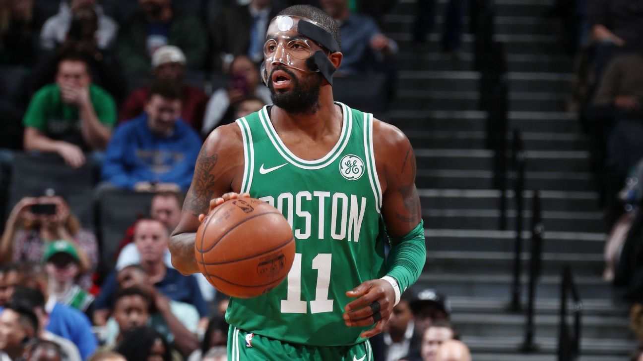 Watch: Kyrie Irving returns to practice in protective face mask