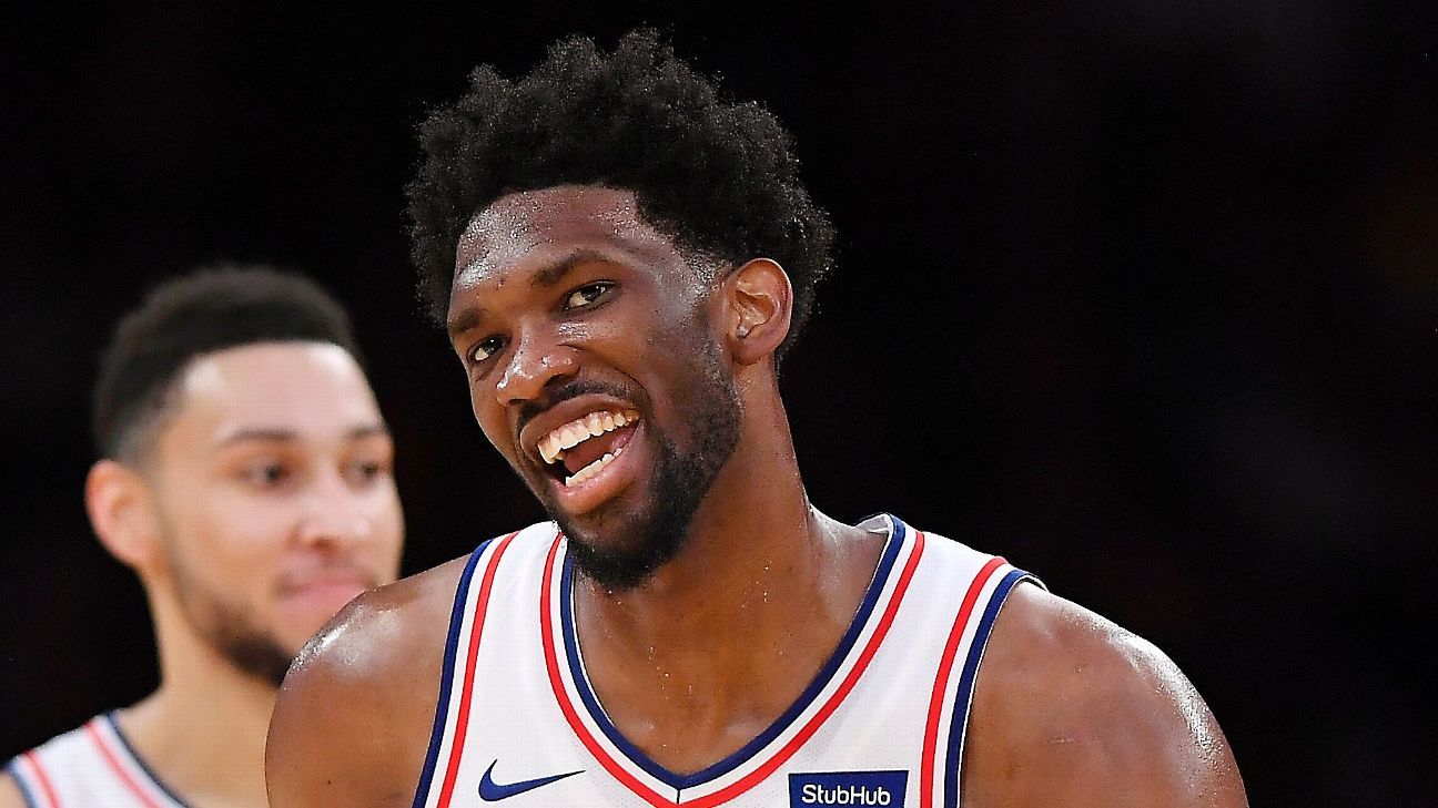 NBA Joel Embiid record night Philadelphia 76ers ESPN