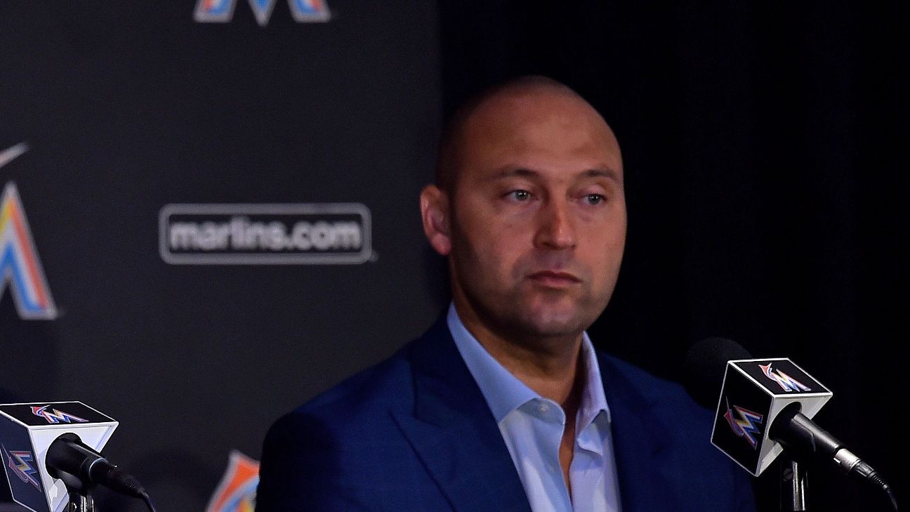 Miami Marlins CEO Derek Jeter reacts to All-Star Game being moved