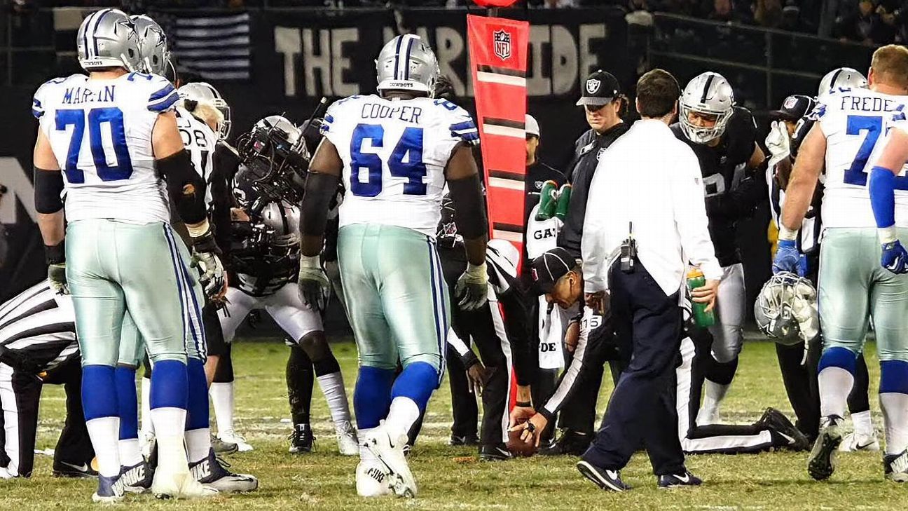 Index card ruling on crucial 4th down draws ire of Oakland Raiders in loss to Dallas Cowboys ESPN