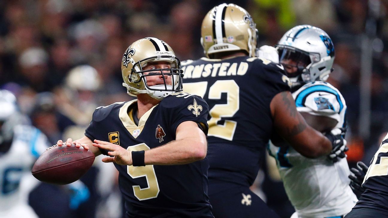 Brees leads Saints past slumping Panthers, 41-38