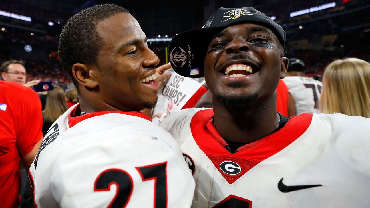 Sony Michel/Nick Chubb Autographed Georgia Bulldogs Side By Side