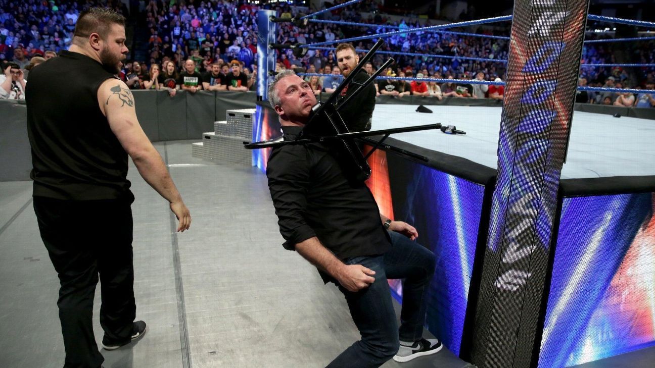 Wwe Smackdown Live Sami Zayn And Kevin Owens Take Shane Mcmahon Out