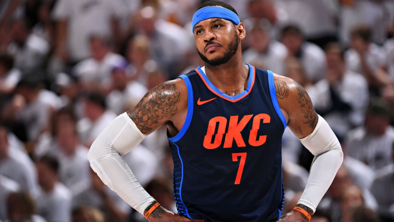 Carmelo Anthony of Oklahoma City Thunder meeting with other teams