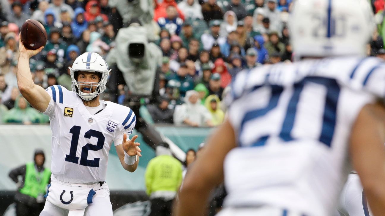 Andrew Luck throwing footballs, according to Colts coach Frank Reich