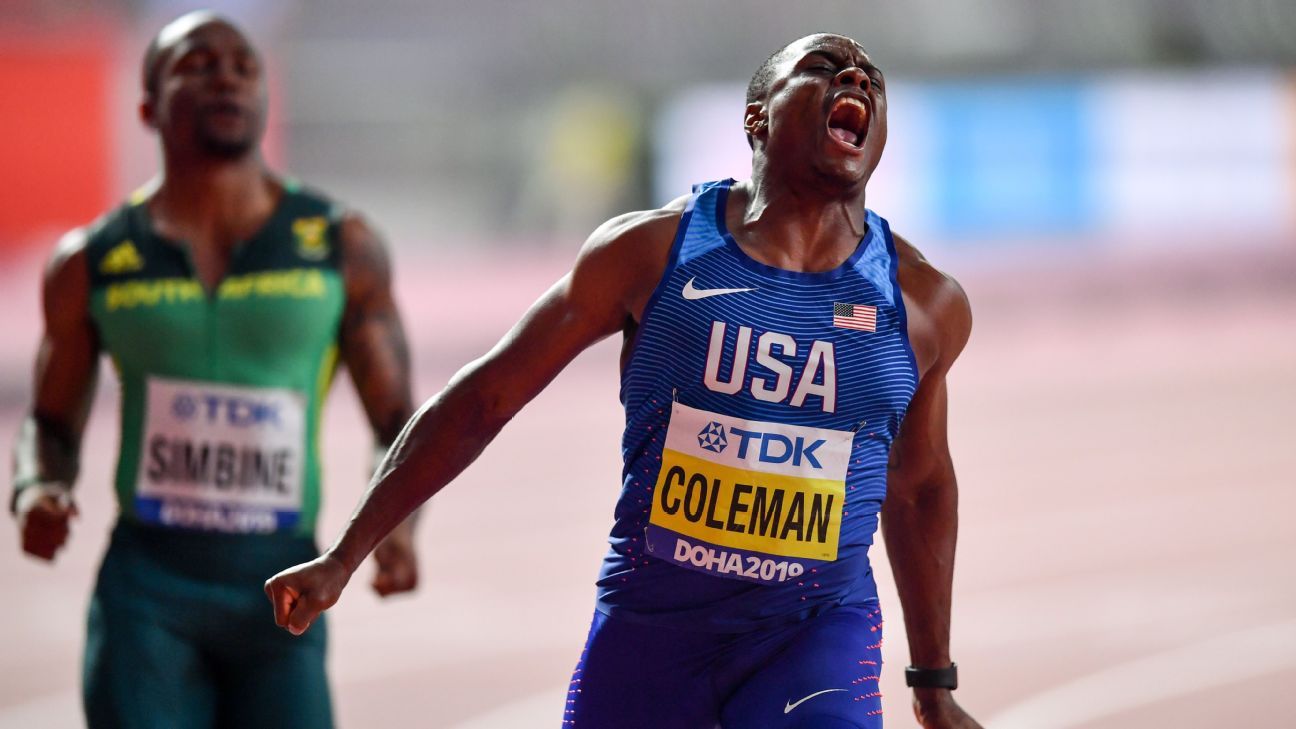 Christian Coleman wins men's 100 meters at track and field world