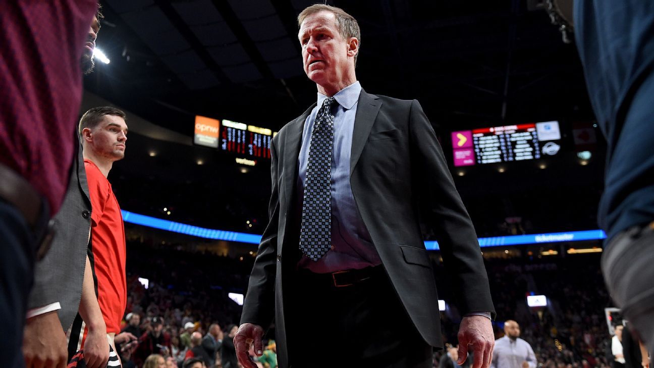 L’entraîneur des Portland Trail Blazers Terry Stotts après neuf saisons