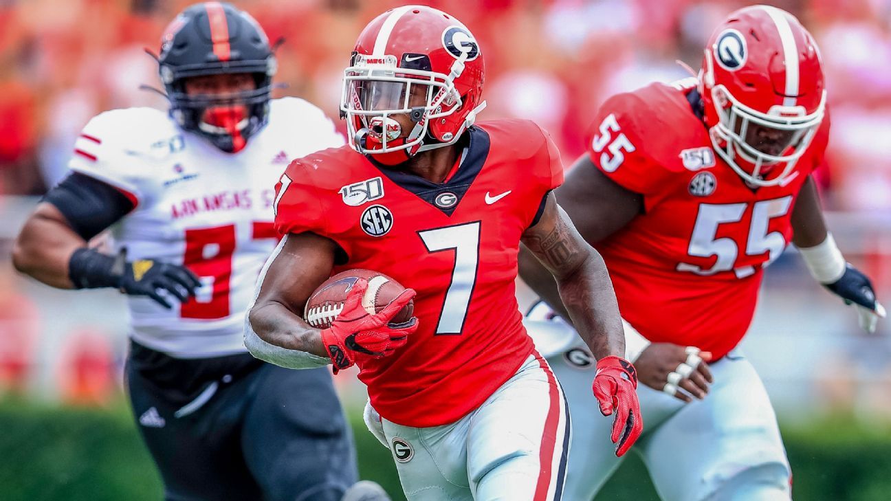 Georgia running back D'Andre Swift injured vs. Georgia Tech