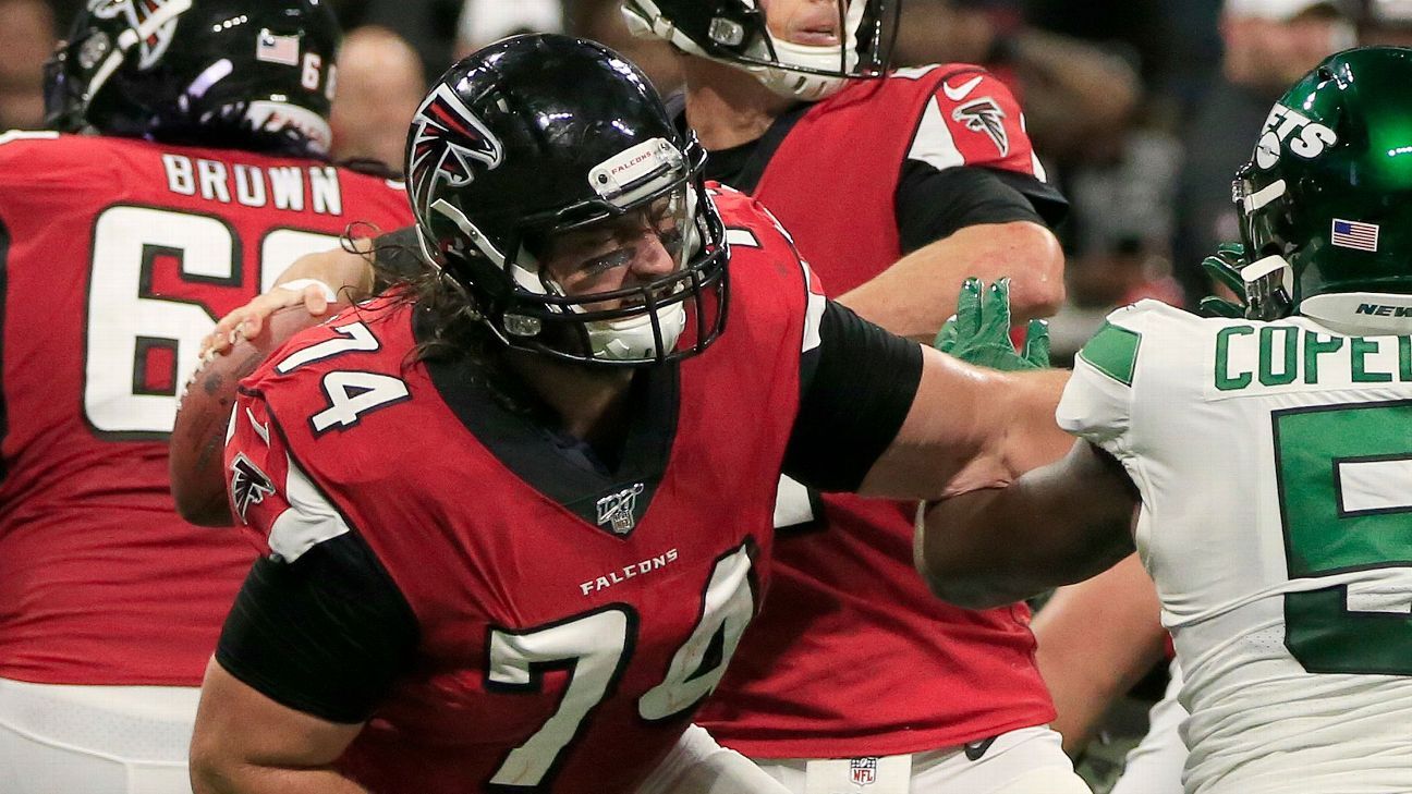 Atlanta Falcons' 311pound tackle Ty Sambrailo scores