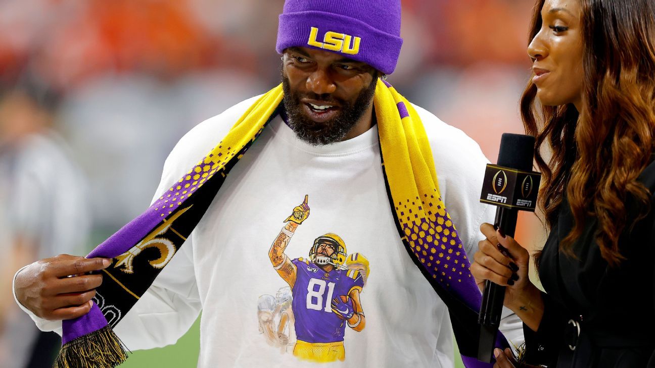 Wide receiver Randy Moss of the Minnesota Vikings smiles as he