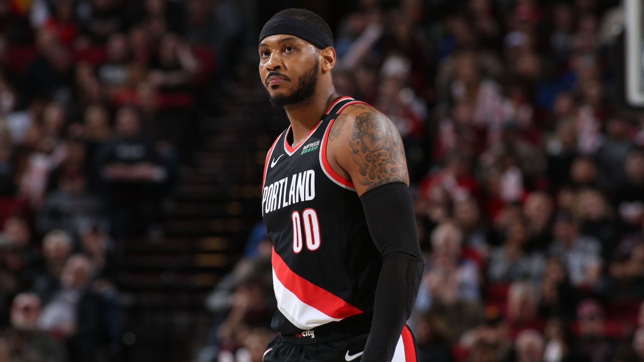 Portland Trail Blazers' Carmelo Anthony Assists Knicks Rookie