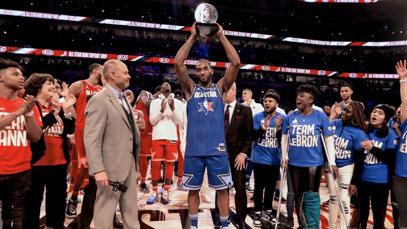 Kawhi Leonard wins first NBA All-Star MVP award named after Kobe Bryant