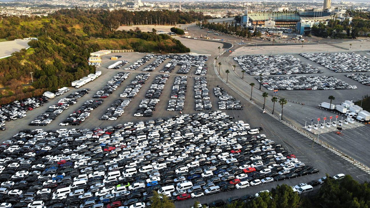 Dodger Stadium Parking Lots Flooded, Turning Stadium Into an Island