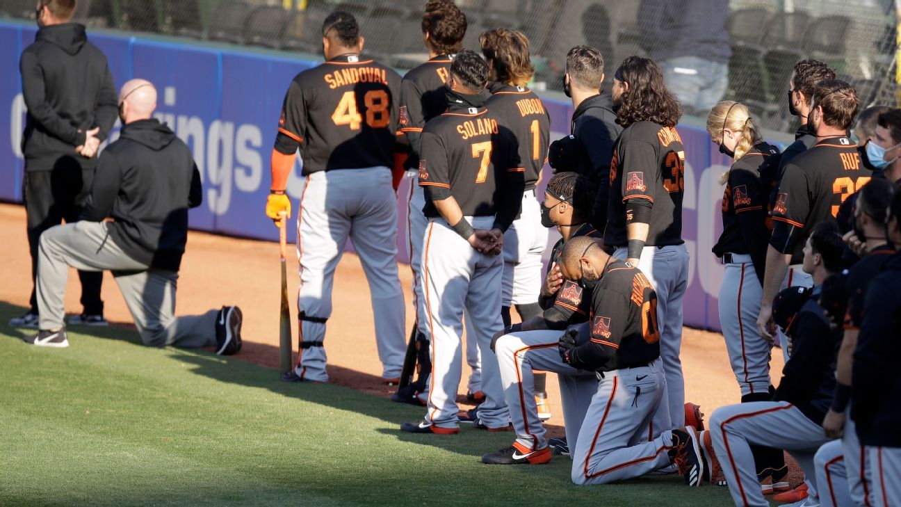 S.F. Giants Players & Coaches Kneel For Anthem, Trump Calls It 'Great  Disrespect