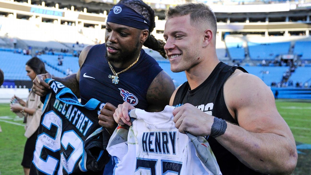 Jersey swap: NFL players share shirts off back