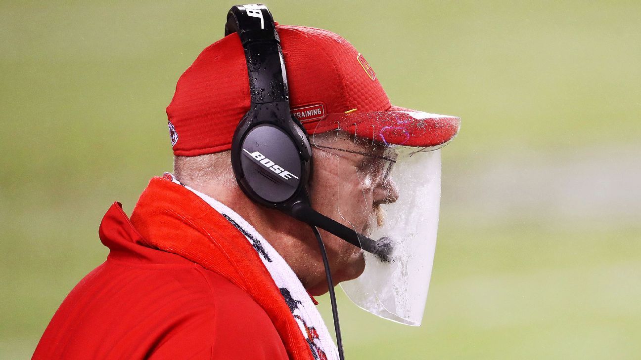 NFL 2020: Kansas City Chiefs' Andy Reid's foggy face shield and