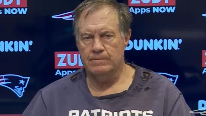 Cut sleeves and holes - Patriots' Bill Belichick wears a familiar hoodie -  ESPN