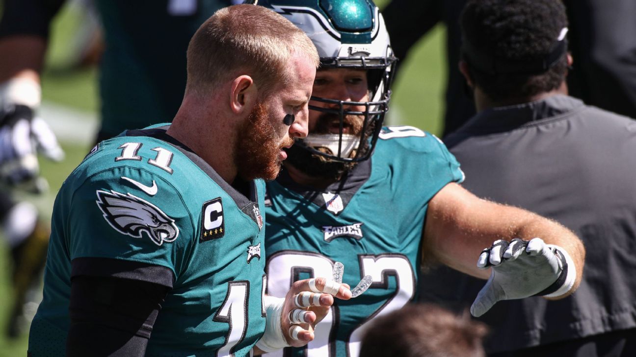 Carson Wentz praises young Philadelphia Eagles offensive line's