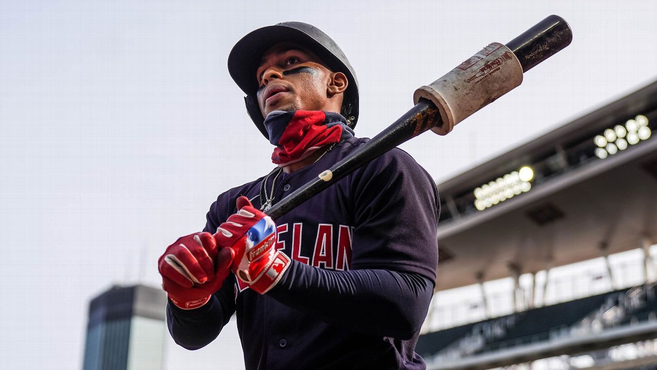 Cleveland Indians Francisco Lindor wears shoes that say Believe Land  after a single against the Cleveland Indians in the first inning of game 2  of the American League Championship Series at Progressive