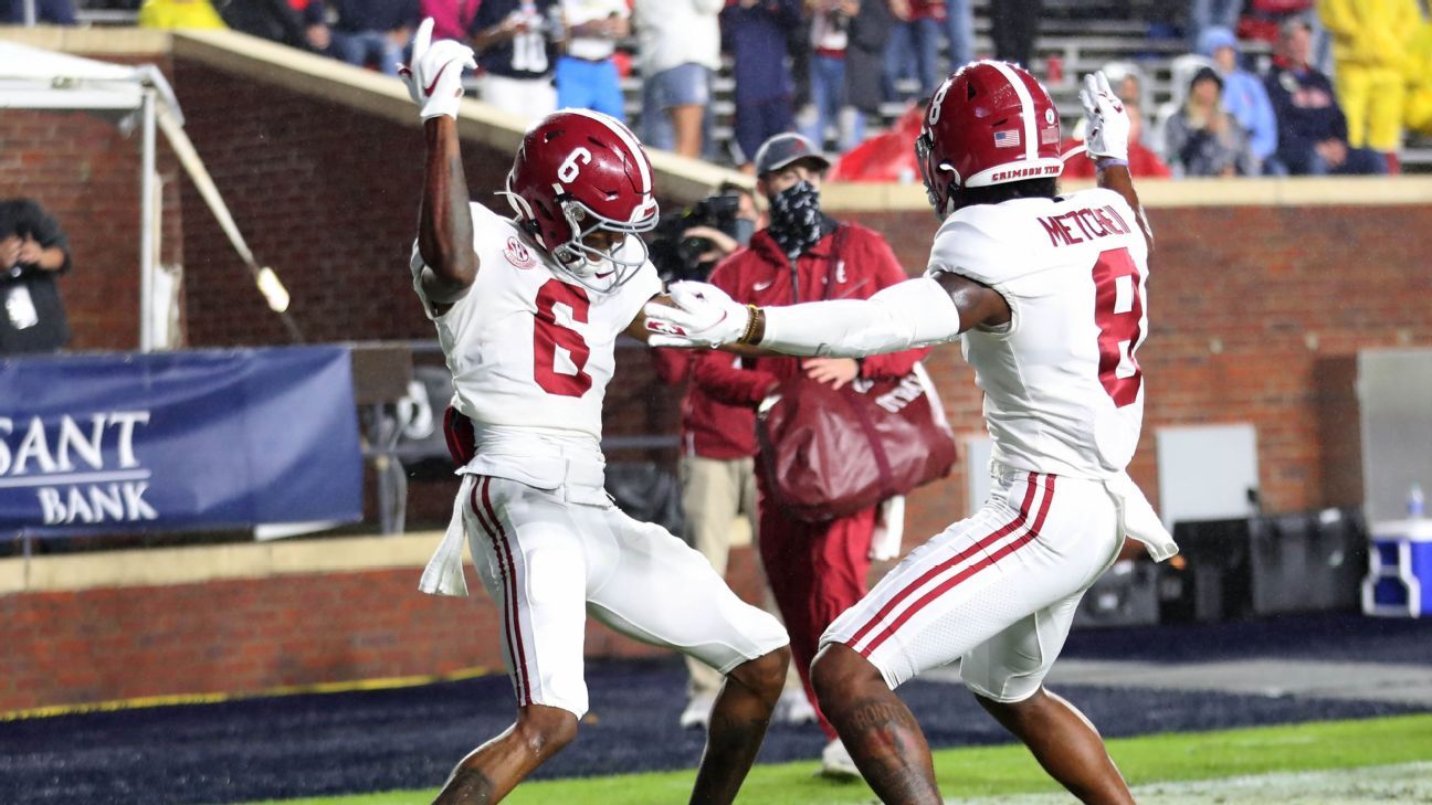 WATCH: DeVonta Smith beats Pat Surtain II for leaping TD grab