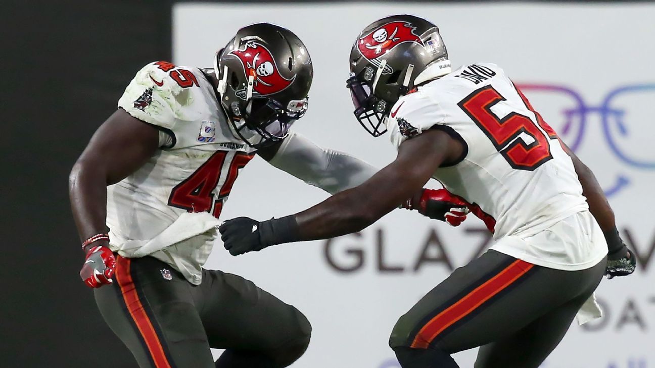 Tampa Bay Buccaneers Shaq Barrett, Devin White Practice