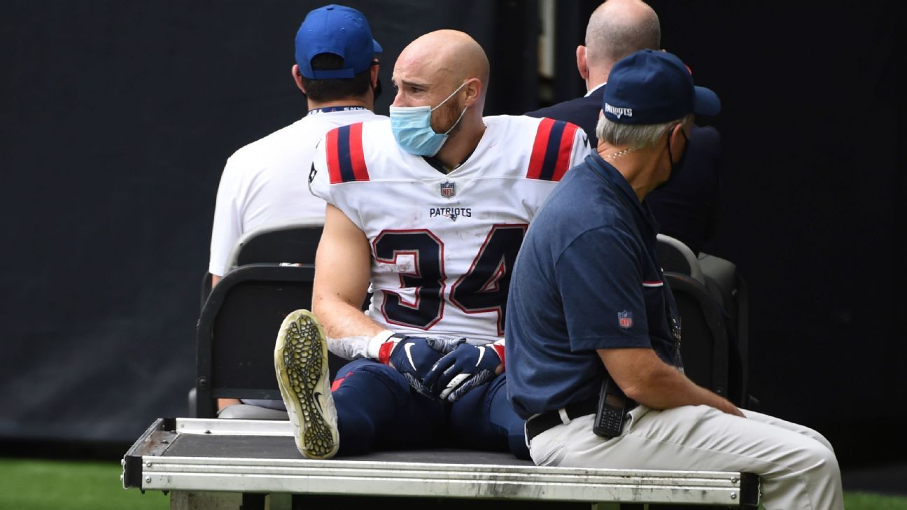 New England Patriots RB Rex Burkhead carted off with knee injury